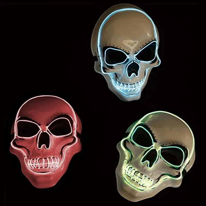 Skull LED Mask Full Face Glowing Terror Mask Halloween Fall 2025 Masquerade Party Costume Mask Breathable