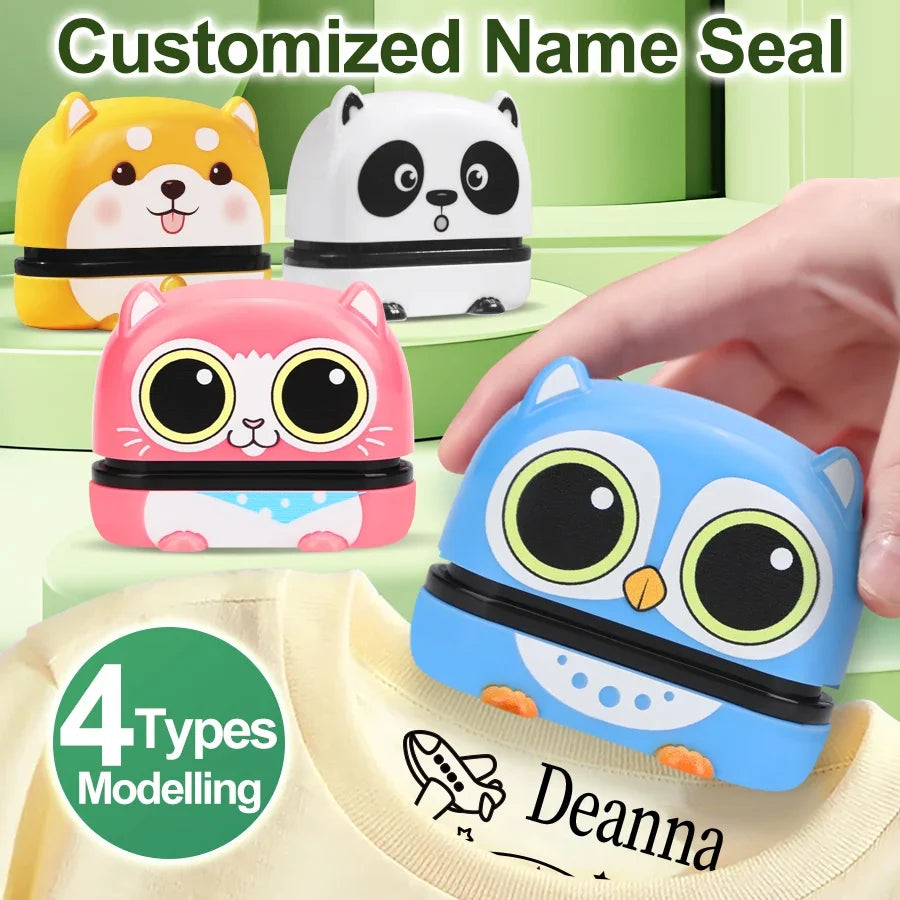 Customized Name Stamp Kit - Engraved Water-Resistant Baby Name Seal, Great Kindergarten Gift