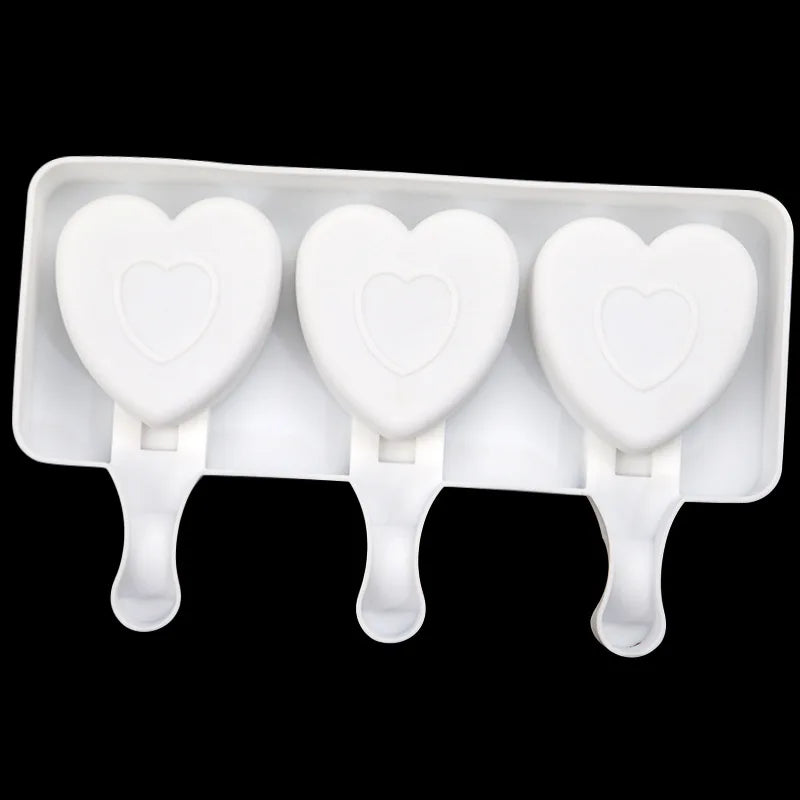 Heart-Shaped Silicone Ice Cream Mold, 3 Cavity Design for Chocolate, Pudding, and More, Food-Grade, Simple Release