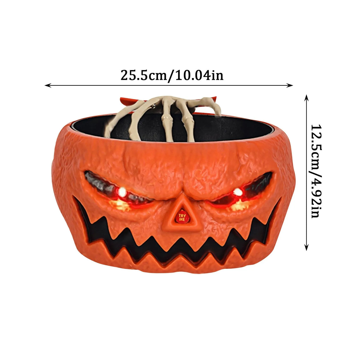 Candy Halloween Bowl Motion Sensor Prank With LED Eyes And Skeleton Hand, Halloween 2025 Party Centerpiece