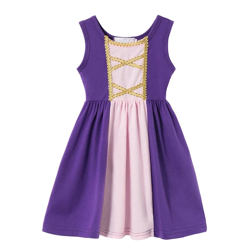 Light girls' dress - sleeveless a-line, polyester, elastane, casual summer wear
