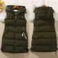 Long Quilted, Cotton Shell – Warm Cozy Women’s Puffer Vest