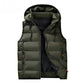Men’s Warm Hooded Vest - Quilted Polyester, Winter Layering