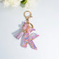 Letter Sequin Keychain With Butterfly Tassel Charm