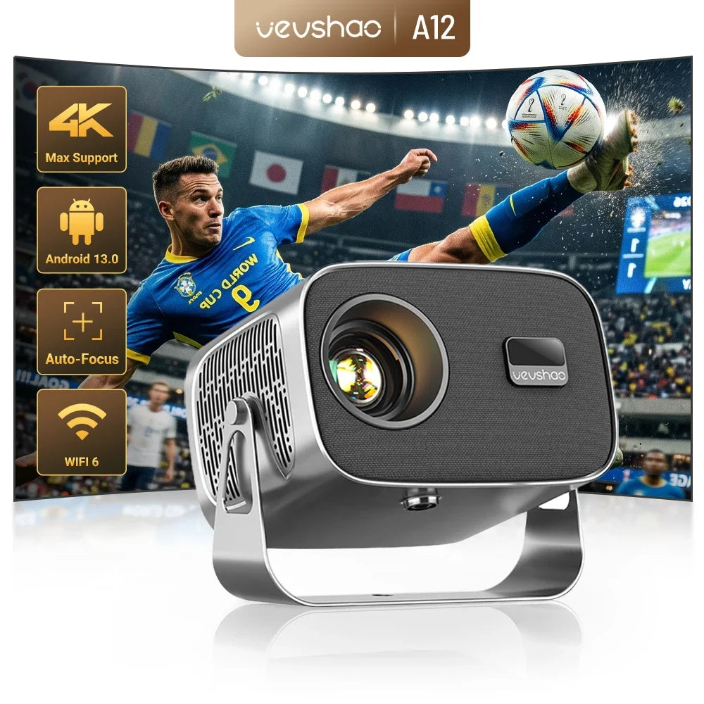 Android2026 Edition Projector A12 Mini 4K Ready 350 ANSI Lumens WiFi 6 Built In Speaker Back To School