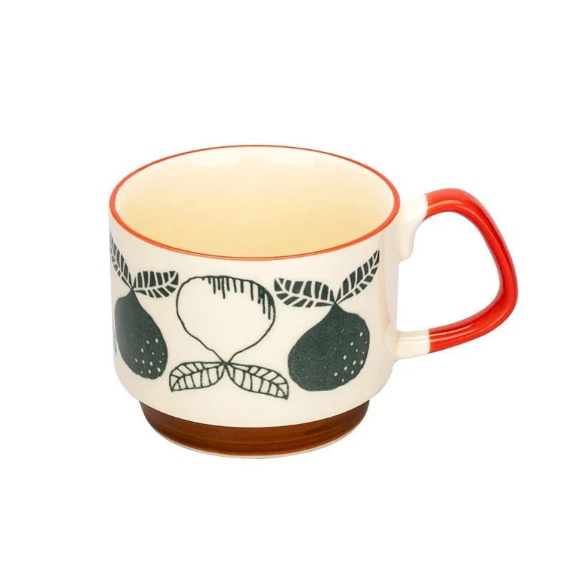 Coffee Mug 300ml Japanese Flower Ceramic Kit Retro Drinkware Office Entertaining Fall 2025 Comfort-Grip Handgrip Gift