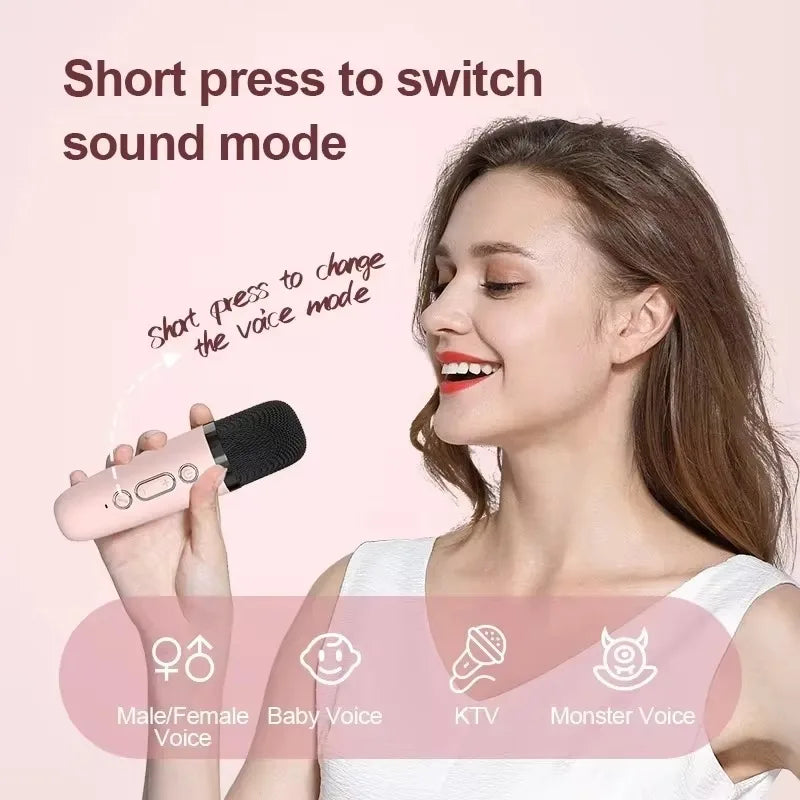 Karaoke2025 Edition Machine Travel-Friendly Cordless Dual Microphones Bluetooth Speaker DSP System for Kids Party Gift TikTok Viral