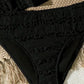 Light girls’ bikini set - two-piece, textured lace-like fabric, polyester, for summer beach vacation