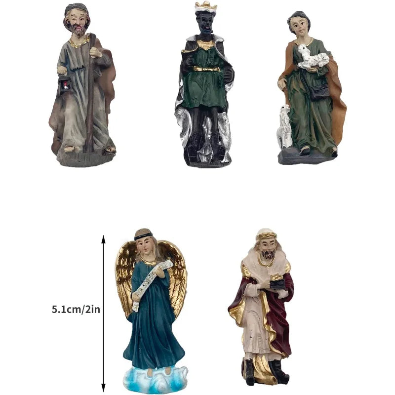Nativity Kit 11-Piece Resin Christmas Ornaments Manger Scene Catholic Figurines Decor Holiday 2025 Gift