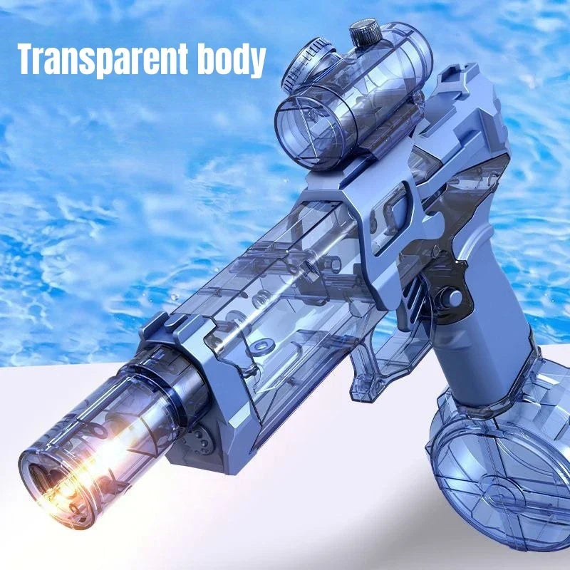 Motor-Driven Water Gun Self-Priming Pulse Blaster Kids Toy Summer 2025 Large Capacity Tank LED Lights