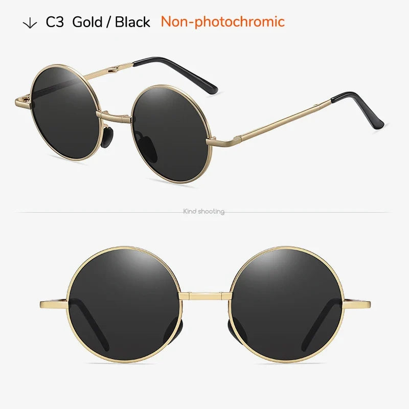 Sunglasses Photochromic Foldable Polarized Round Frame Summer 2026 Glare Reduction for Driving