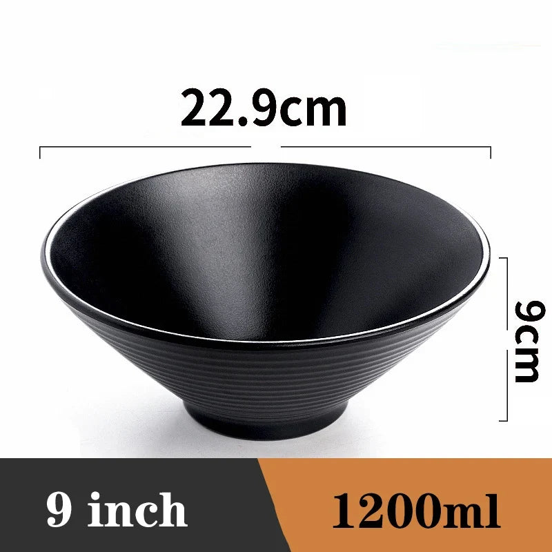 Bowl Ramen Black Plastic Japanese Style Noodle Bowl