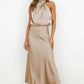 Long Satin Halterneck Formal Dress for Weddings and Elegant Occasions, Full-Length Evening Gown-2