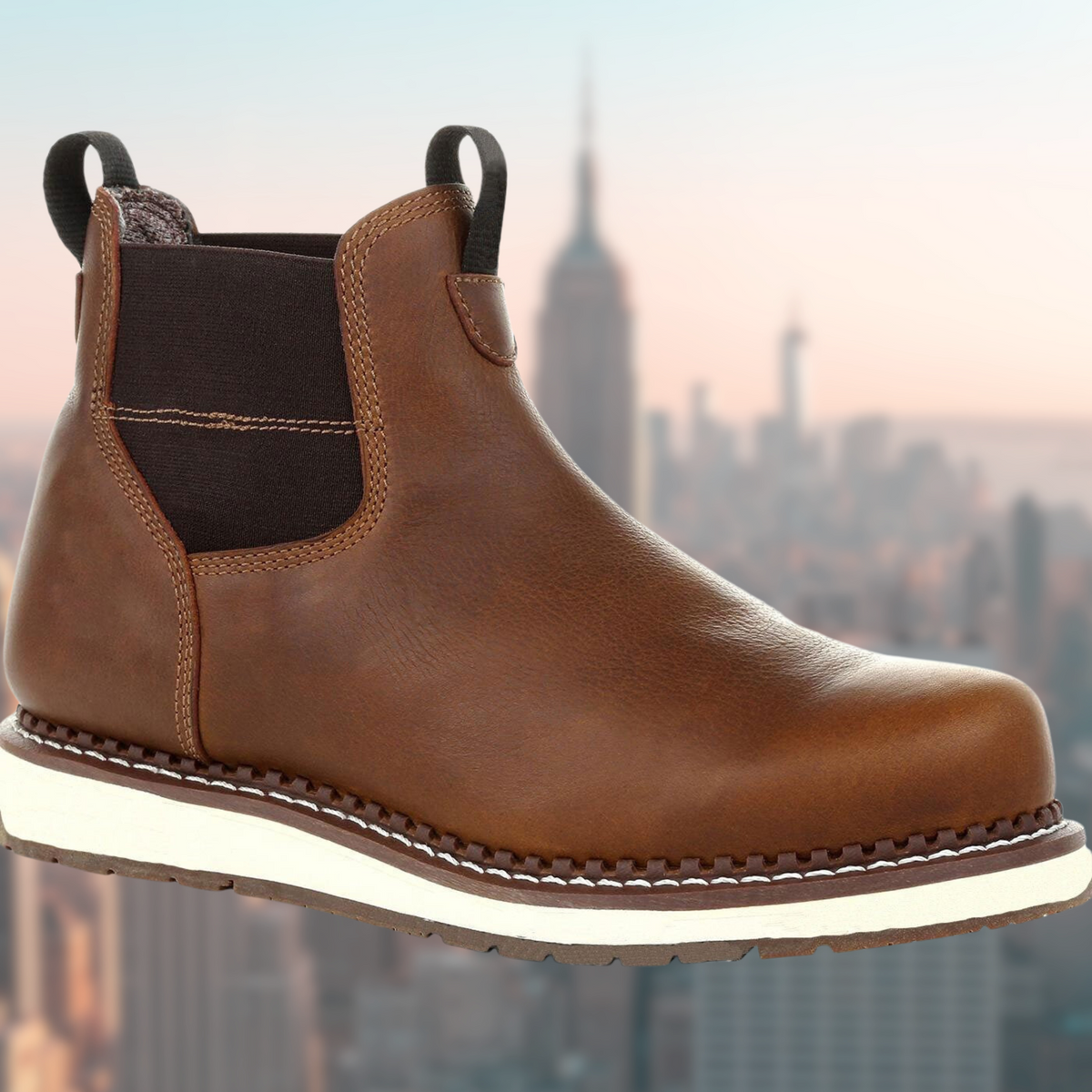 Water-Resistant Sturdy Men's Wedge Boots - Chelsea Leather Work