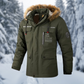 Men's Warm Parka - Hooded Faux Fur, Polyester, Winter