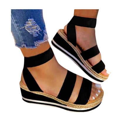 Variant image for Women's Strap Cross Wedge Sandals, Breathable Lightweight Summer Footwear with Round Cup Shape, Non-Slip TPR Sole-1