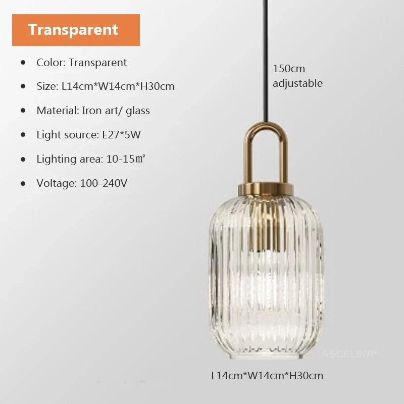 Japandi Glass Pendant Light Japanese Scandinavian Hanging Lamp Warm