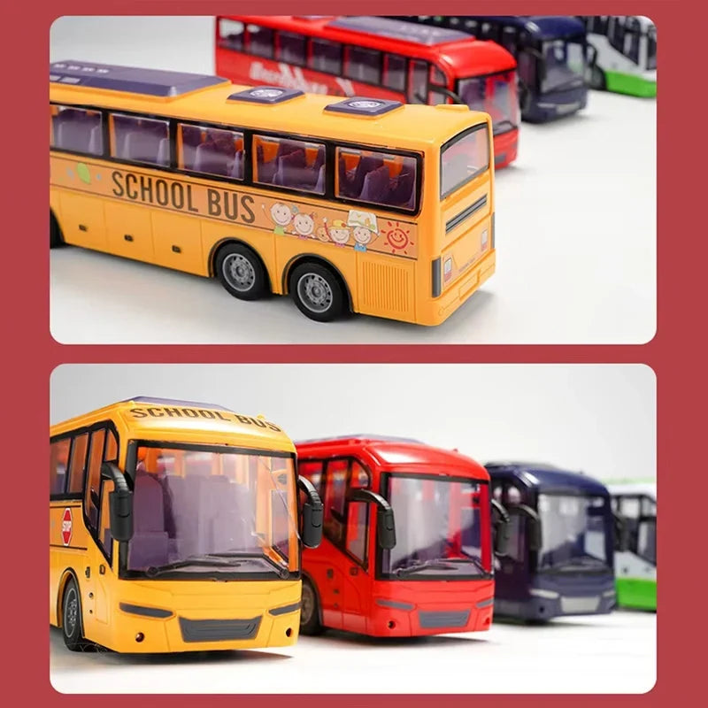 Remote Control Motor-Driven Tour Bus - Scale RC Vehicle with Lights for Kids, School & City Fun