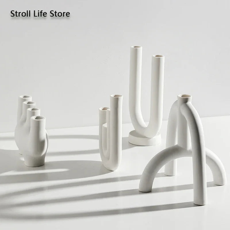 Ceramic Candle Holders Kit Of 3 White Scandinavian Minimalist Candle Stands Fall 2025 Contemporary Centerpiece Gift