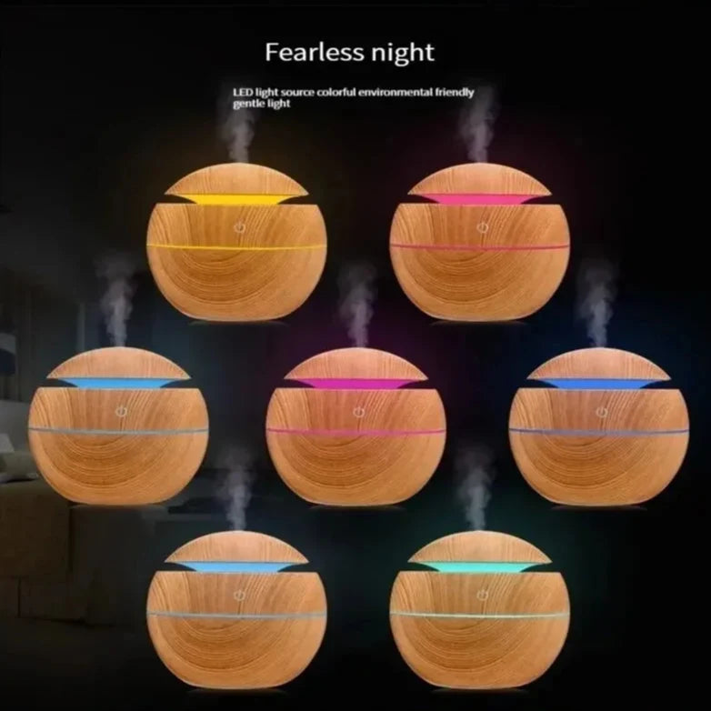 USB Ultrasonic Cool Mist Sprayer Aroma Diffuser Mini Wood Grain Humidifier for Household Use