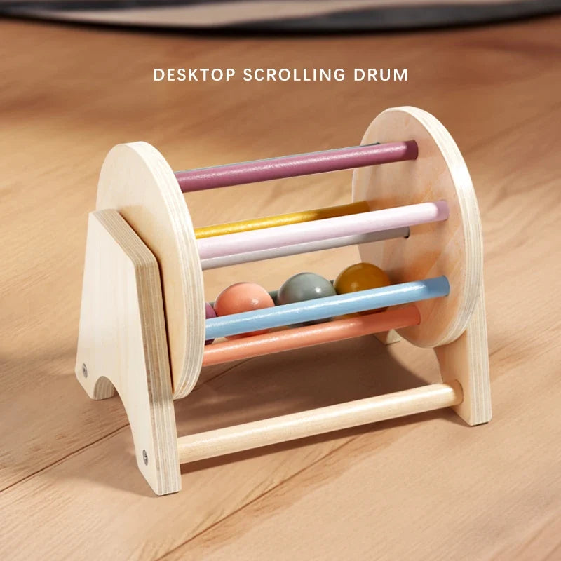 Wooden Montessori Busy Drum Newborn Sensory Toys Learning