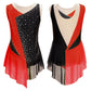 girls' Stretchy leotard - rhinestone mesh yoke, sleeveless, polyester, nylon, elastane, for lyrical dance performance