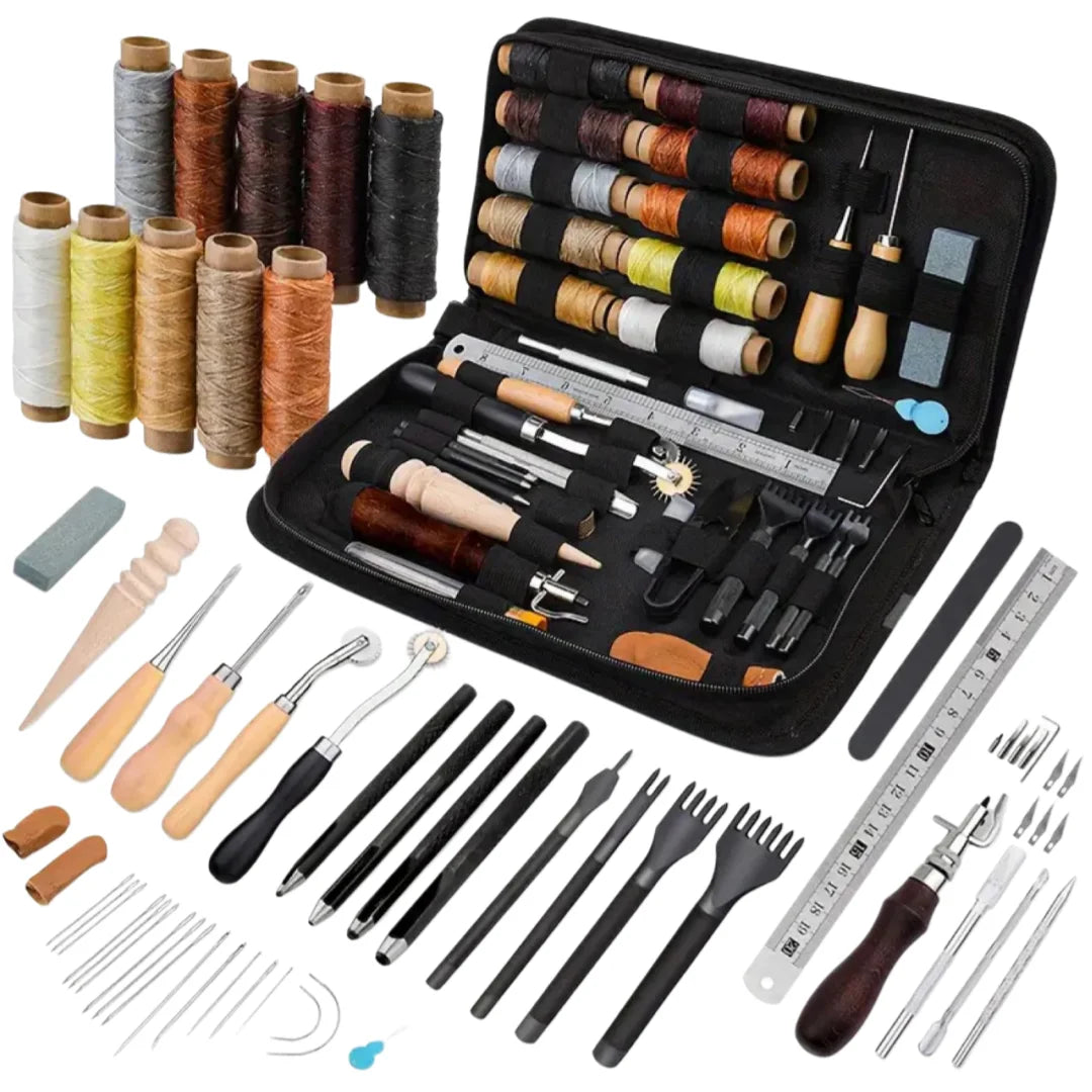 Leather Sewing Kit All In One Leather Craft Device Kit With Awl Needles And Thread DIY Gift Idea