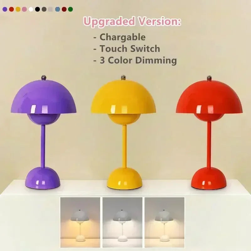 Battery-Powered Table Lamp Scandinavian Flower Bud With Iron Touch Switch Fall 2026 Household Decor For Bedroom Or Nightstand