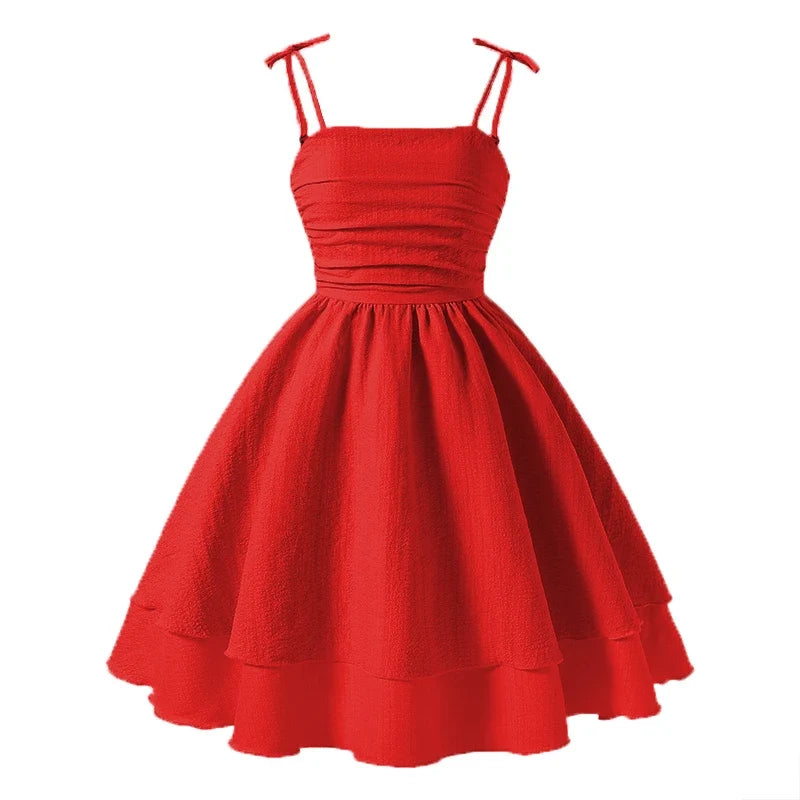 Light Girls' Dress - Tiered Sling Dress, Polyester Elastane, For Birthday Party, Pageant, Communion