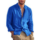 Men's Linen Shirt with Mandarin Collar, Lightweight Breathable Casual Summer Shirt in Tailored Fit-3