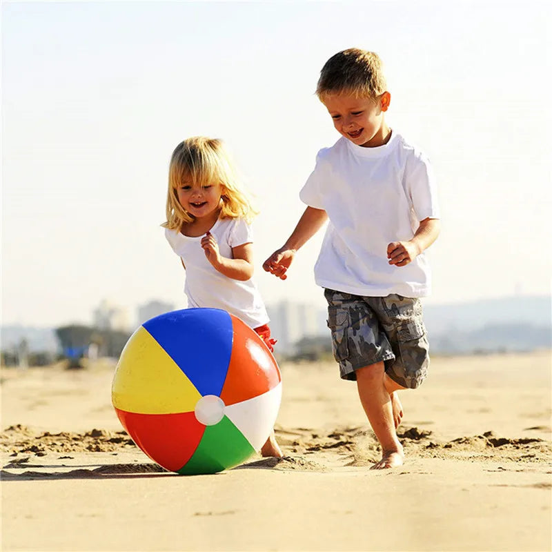 Colorful Inflatable Beach Balls Kit of 3, 23cm Diameter, Sturdy PVC for Pool and Beach Fun, Ideal for Kids Aged 3 and Up