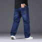 Relaxed Oversized Men's Jeans - High Waist, Stretch Denim