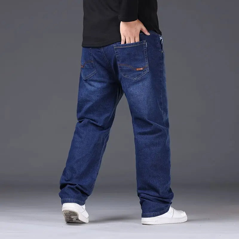 Relaxed Oversized Men's Jeans - High Waist, Stretch Denim