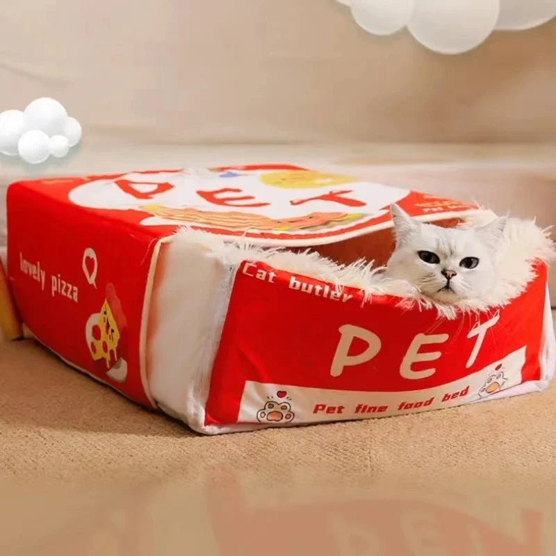 Bed Cat Enclosed Biscuit Box House Pull Out Zipper Cushion Cozy Fall 2025 Private Retreat Washable