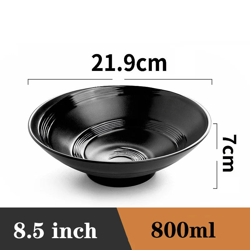 Bowl Ramen Black Plastic Japanese Style Noodle Bowl