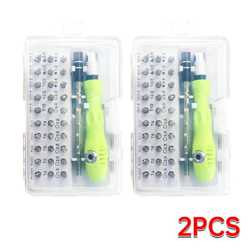 Precision2025 Edition Screwdriver Kit 32-In-1 Magnetic Bits Repair Device Kit For Phones And Tablets Green Handle Back To School