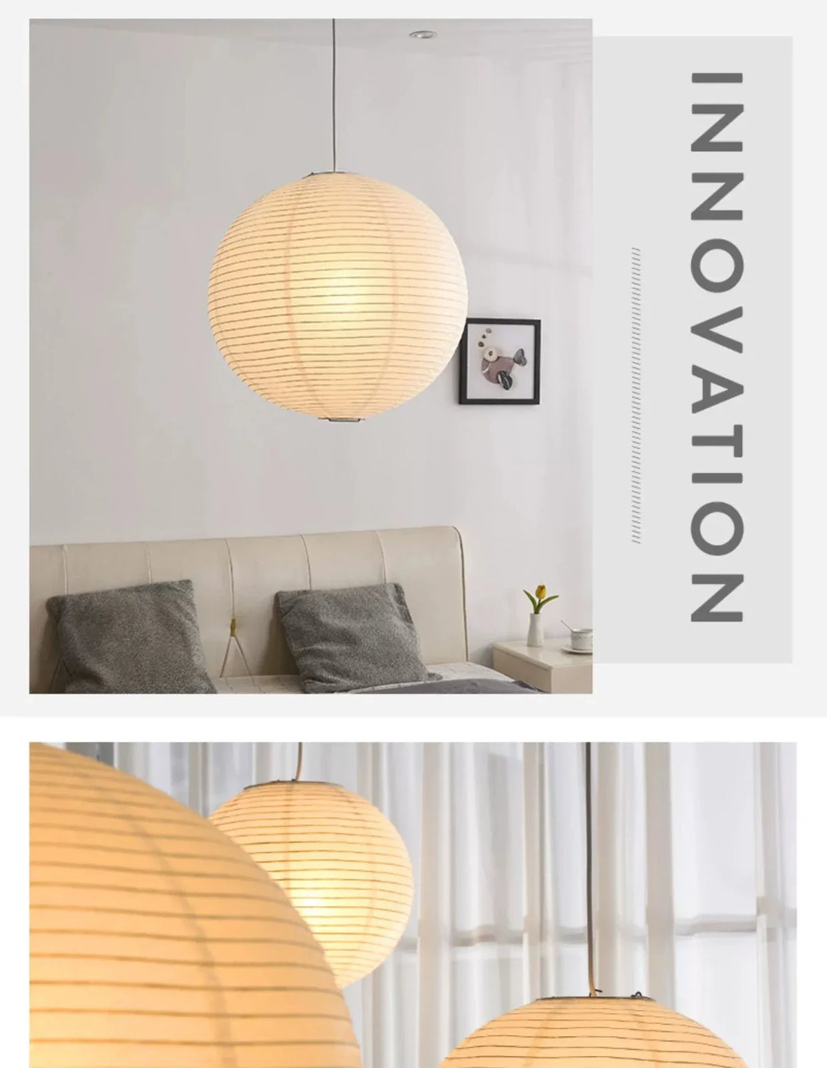 Wabi Japandi Sabi Round Pendant Light E27 LED Hanging Cozy Lamp