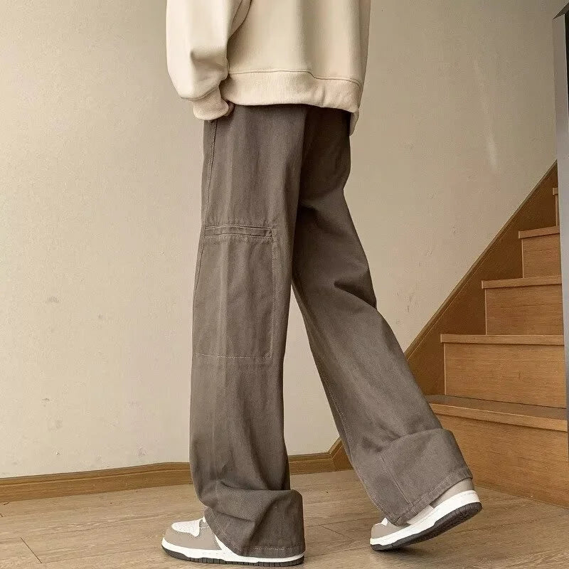 Mens Oversized Cargo Jeans - Wide Leg, Denim, Street