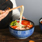 Wave Qinghai Noodle Bowl Hand Painted Vintage Ceramic Bowl