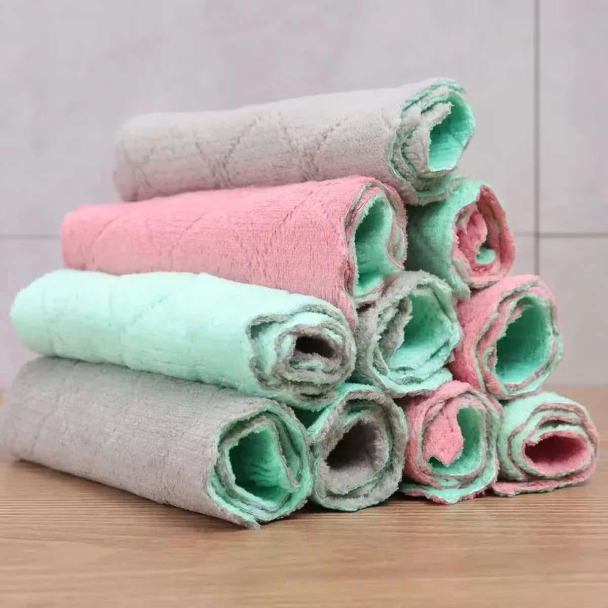 Cotton Reusable Dishwashing Cloths - 10-Pack Household Cleaning Towels in Random Colors