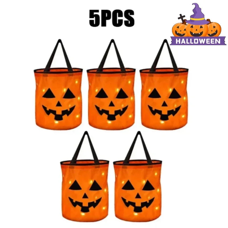 Candy Halloween Bucket LED Glow In The Dark Trick Or Treat Pail Fall 2025 Reusable Safe Visibility