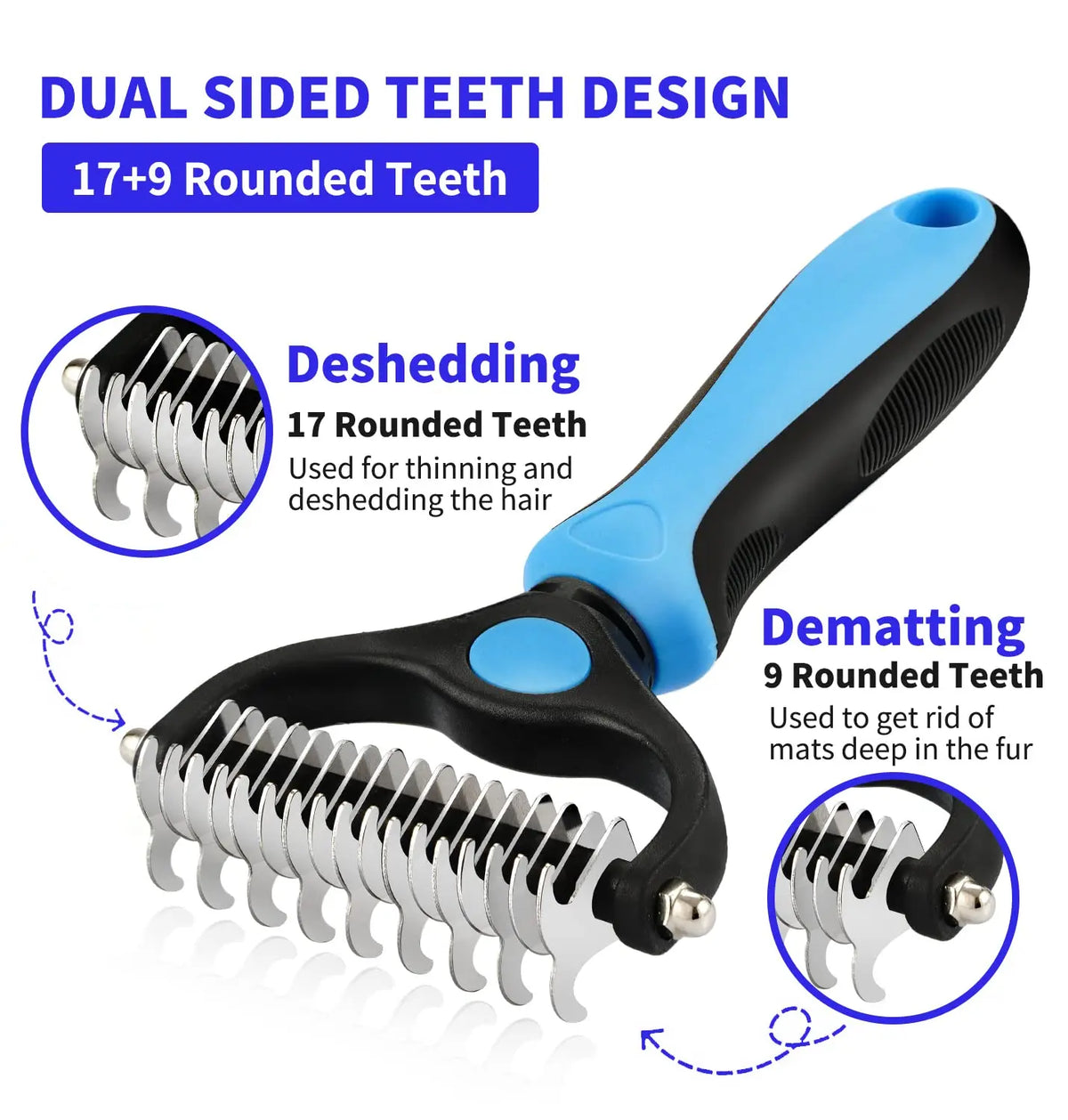 Pet Grooming Maintenance Deshedding Brush for Dogs & Cats - Fur Remover & Knot Cutter Comb