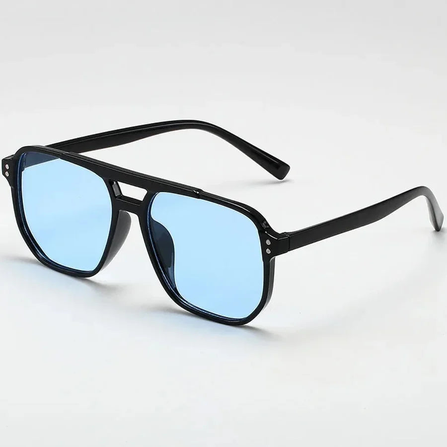 Square Retro Sunglasses - Black Polygonal Fashion Accessories for Gifts