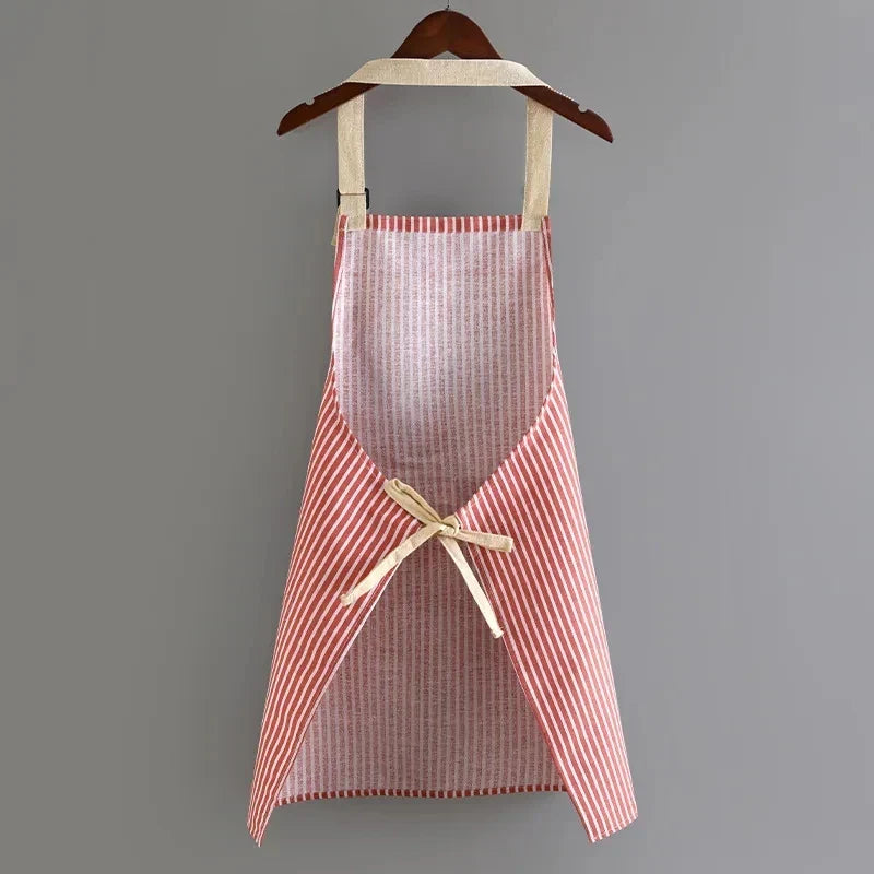 Kitchen Apron Linen Striped Hanging Neck Apron Japanese Style Cooking Gardening Fall 2025 Breathable Flexible