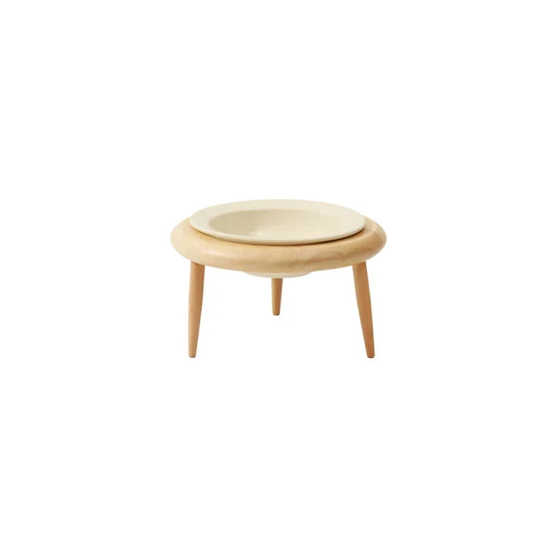 Cat Ceramic Bowl Kit Height Flexible Elevated Wooden Stand Double Food Water Bowls Fall 2025 Mess Free Feeding