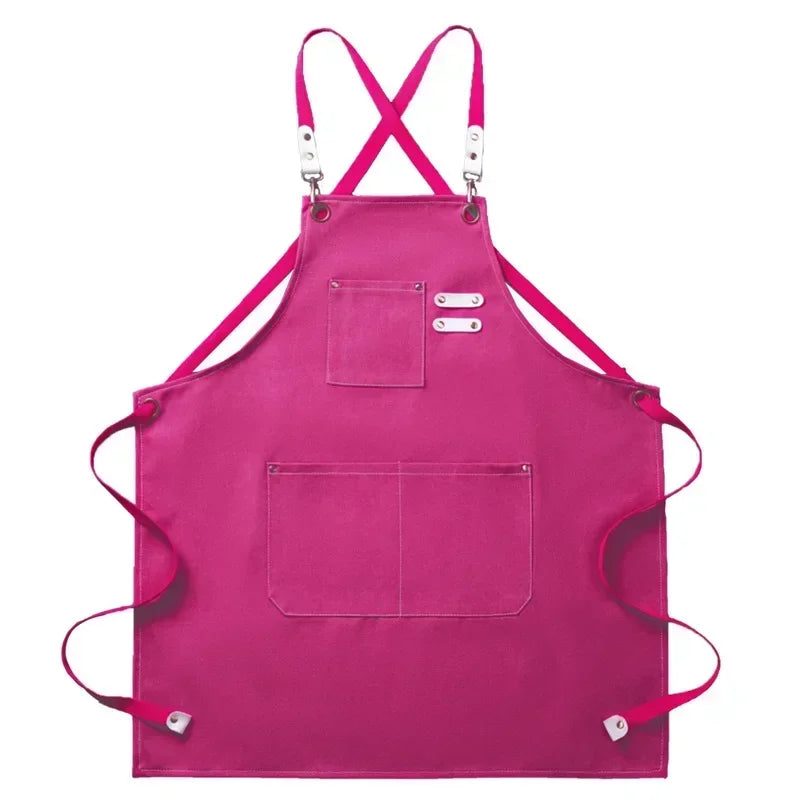 Canvas Apron Flexible Crossback Work Apron For Kitchen Chef Restaurant Cafe Fall 2025 Sturdy Pockets