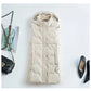 Light Cozy Women Long Puffer Vest - Hooded Down
