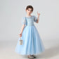 Plush Girls' Dress - Flowy Princess-Cut Lace-Embroidery, Polyester, Wedding Party