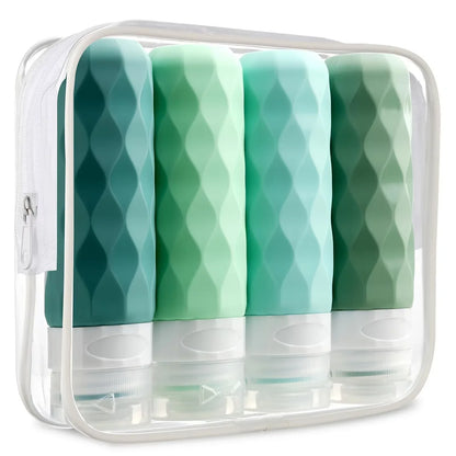 Silicone Travel Bottles Kit Leakproof Refillable Squeeze Containers For Shampoo Conditioner Lotion 90ml