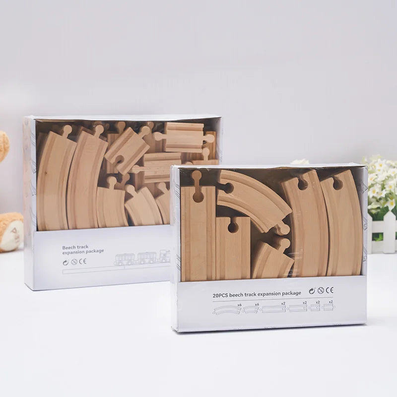 Beech Wood Train Track Kit - DIY Assembly Toy for Kids Eco-Friendly